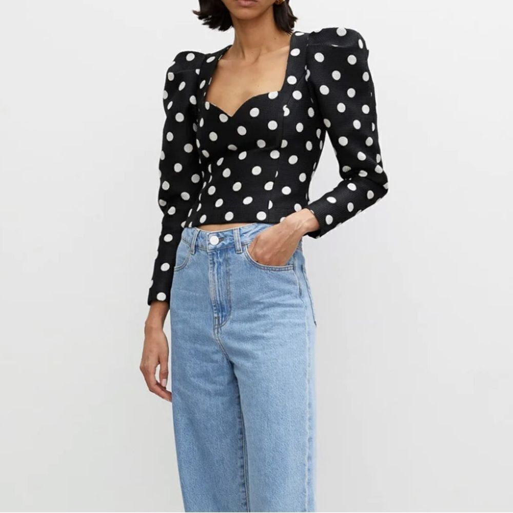 ROHE Polka Dot Print Square Neckline Crop Top NWT Nieman Marcus size 34 S/M $495